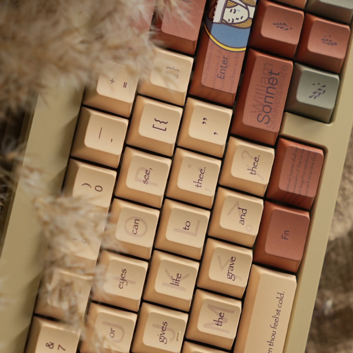 Imagem -03 - Soneto-keycap Retro para Teclado Mecânico Keycap Vermelho Esbranqueado Cor Café Leitoso 143 Teclas Cereja Pbt Estilo de Poesia Francesa Diy