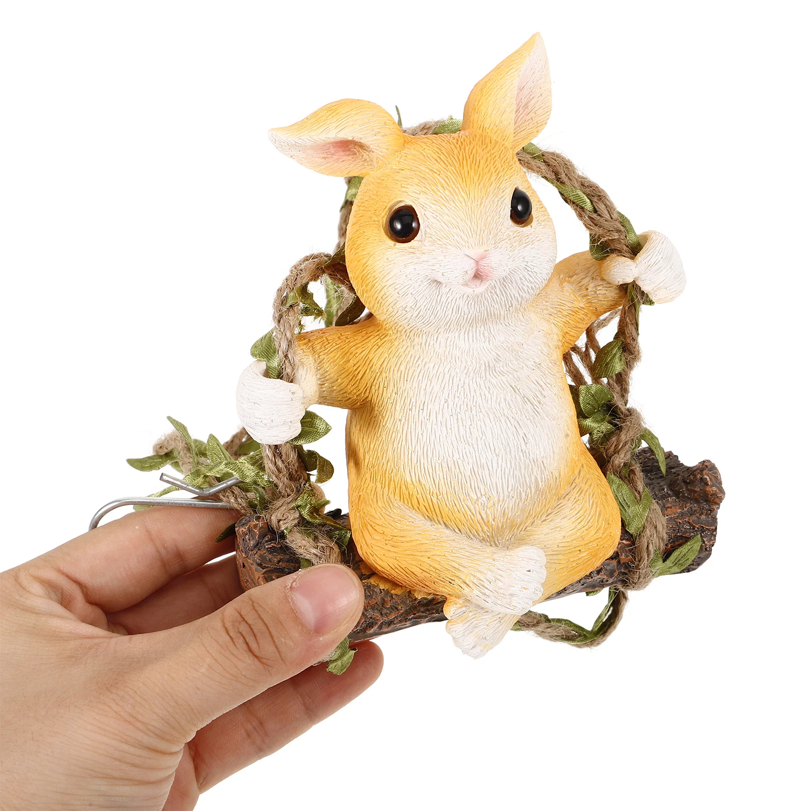 

Rabbit Swing Pendant Resin Garden Decor Outdoor Yard Statue Landscape Hanging Ornament For Tree Balcony Courtyard Simulation