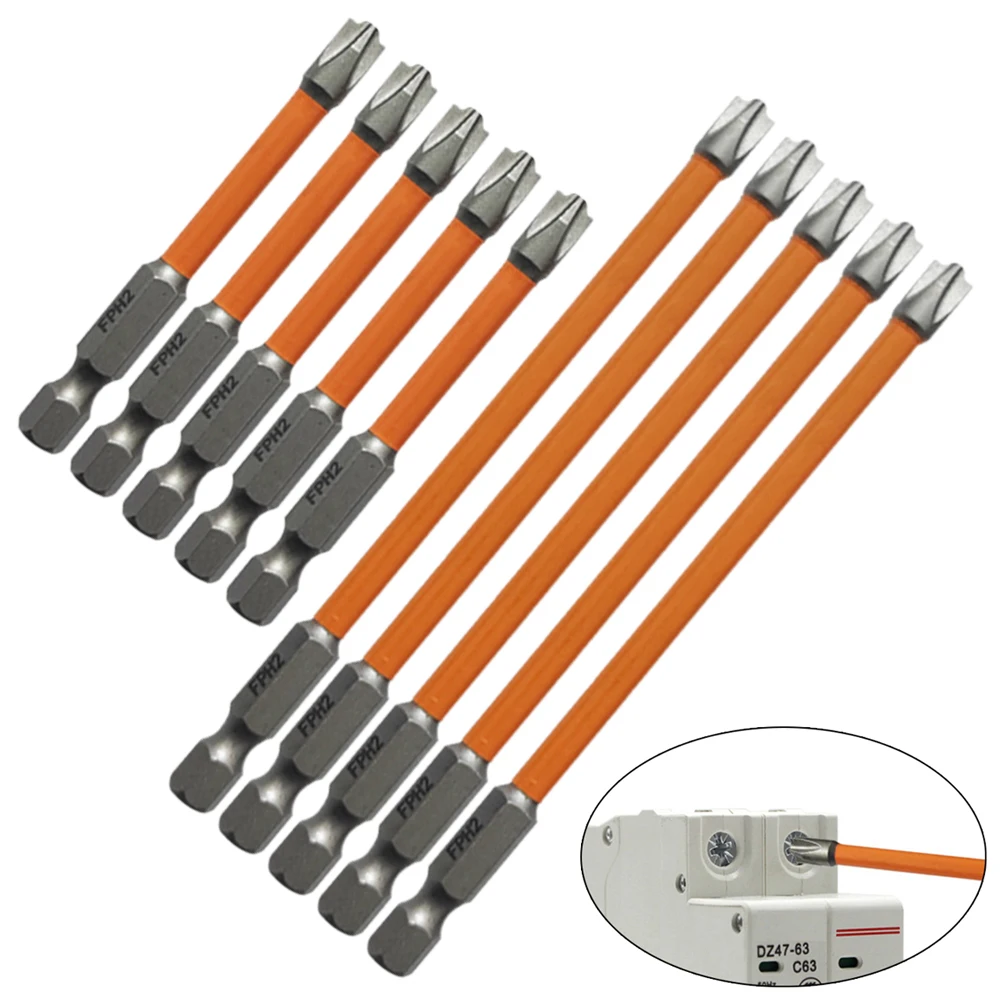 Embout de tournevis magnétique en acier allié, kit de pièces orange, croix fendue de remplacement, tout neuf, haute qualité, 65mm, 110mm