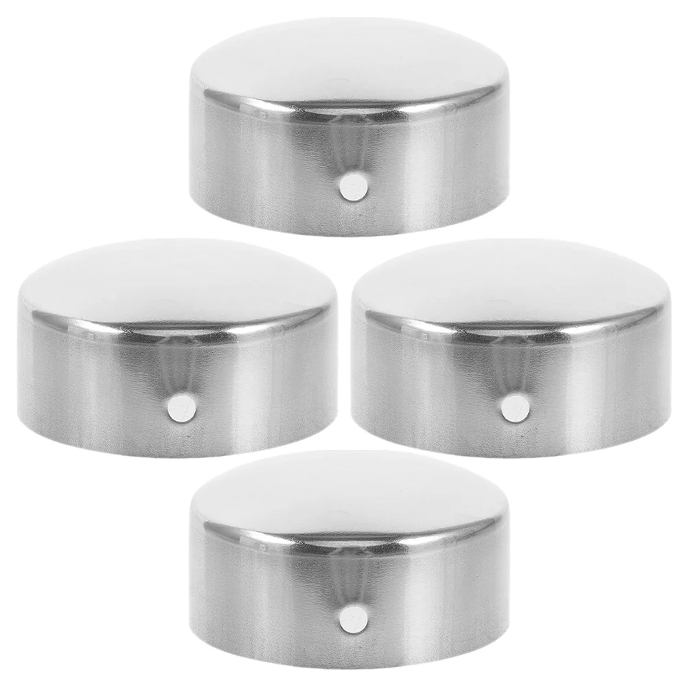 

4 Pcs Handrail Tube Accessories Stainless Steel Plugs Staircase Caps Stairway Railing Metal for Stairs Column