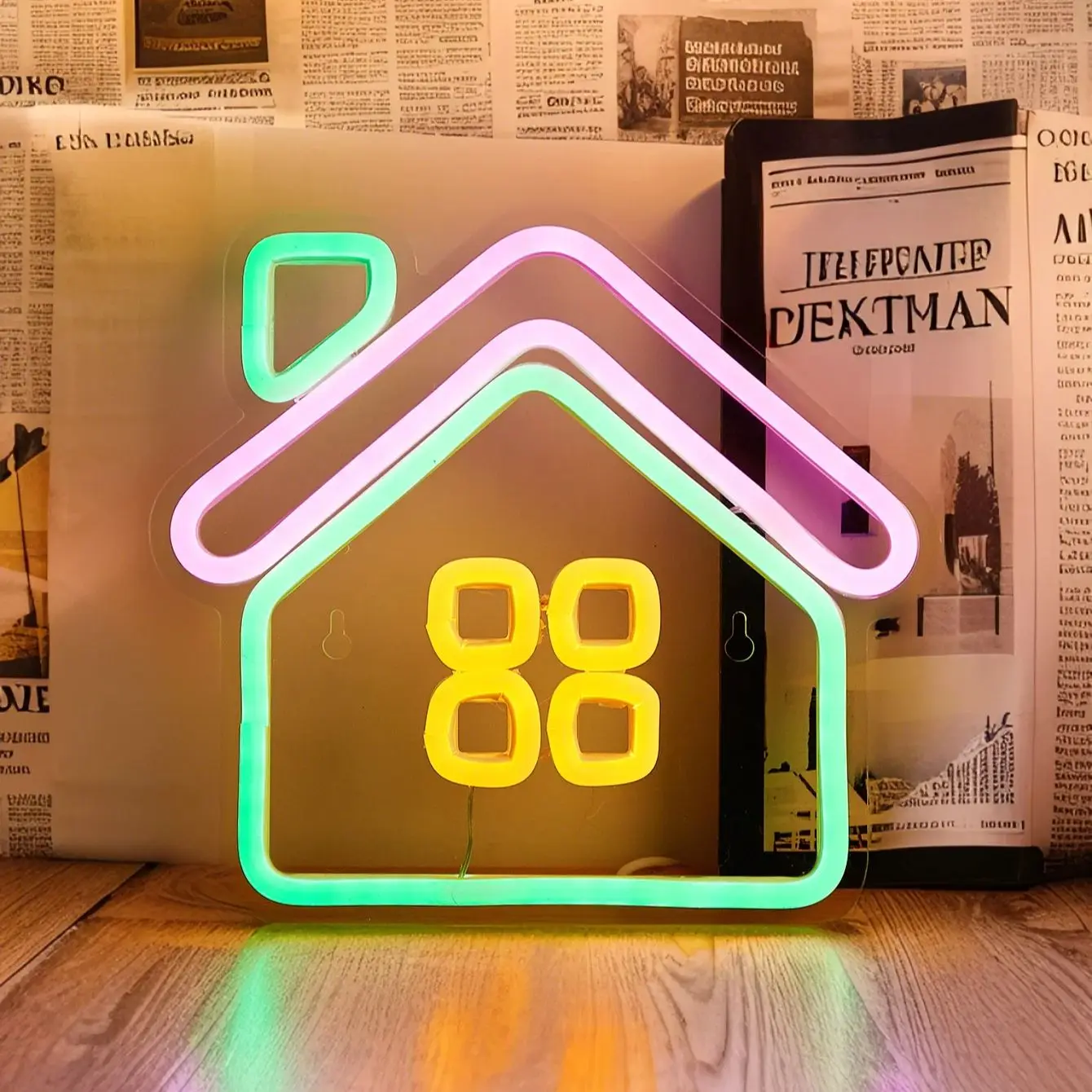 

Светодиодная неоновая вывеска Chi-buy в форме домика, питание от USB, ночник, подходит для спальни, свадьбы, Хэллоуина, Дня благодарения, Рождества.