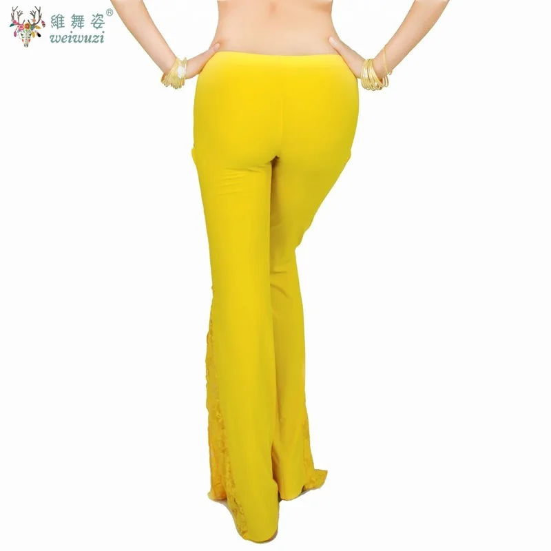 Women Belly Dance Female Adult Side Opening Lace Trousers Long Pants Practice Clothes Performance Trousers Training Clothing