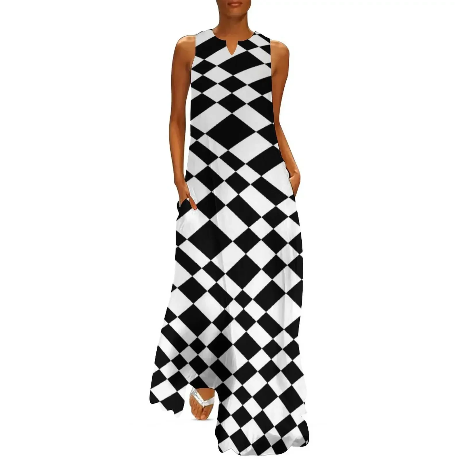 

Mod Checker Board Long Dress festival outfit women Women long dress beach dress women