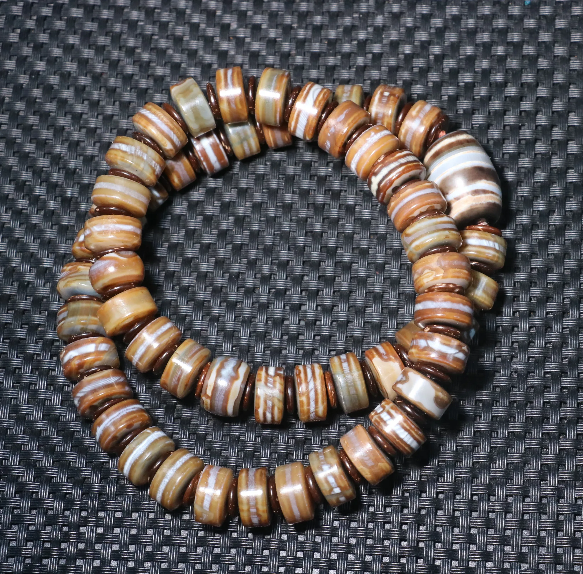 Magic Tibetan Top Old Agate 1 Line Healing Power Energy Abacus dZi Bead 54 Prayer Strand Amulet R Gem Jewelry Big Treasure A12W2