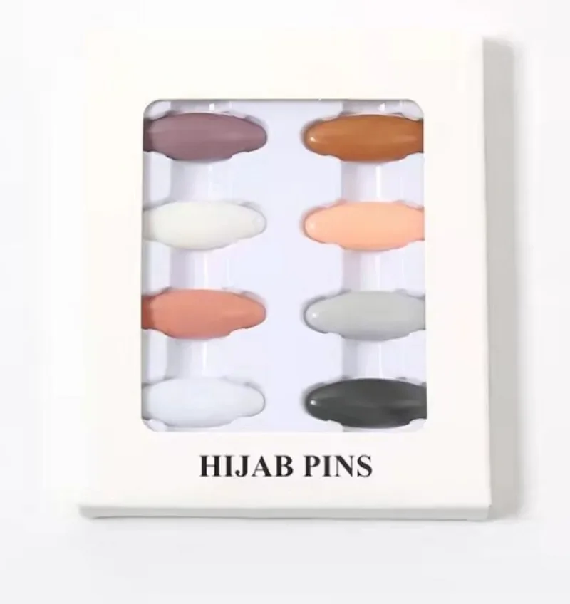 8pcs/Box Hijab Scarf Buckle Pins Safety Pins Garment Clips DIY Apparel Ladies Hair Dressing Accessories Brooches