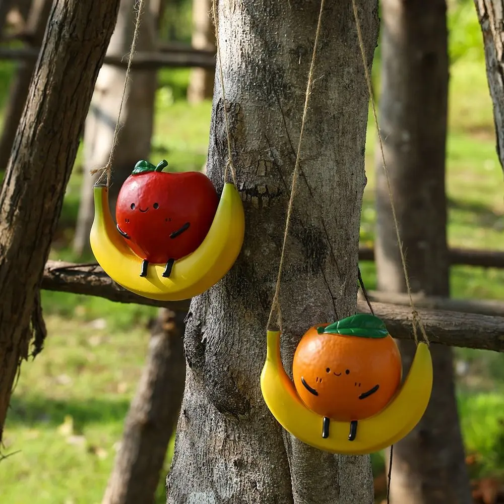 

Gardening Decor Cute Hanging Planter Orange Shape Swing Resin Sculpture Planter Decorative Handmade Small Plant Pot Balcony