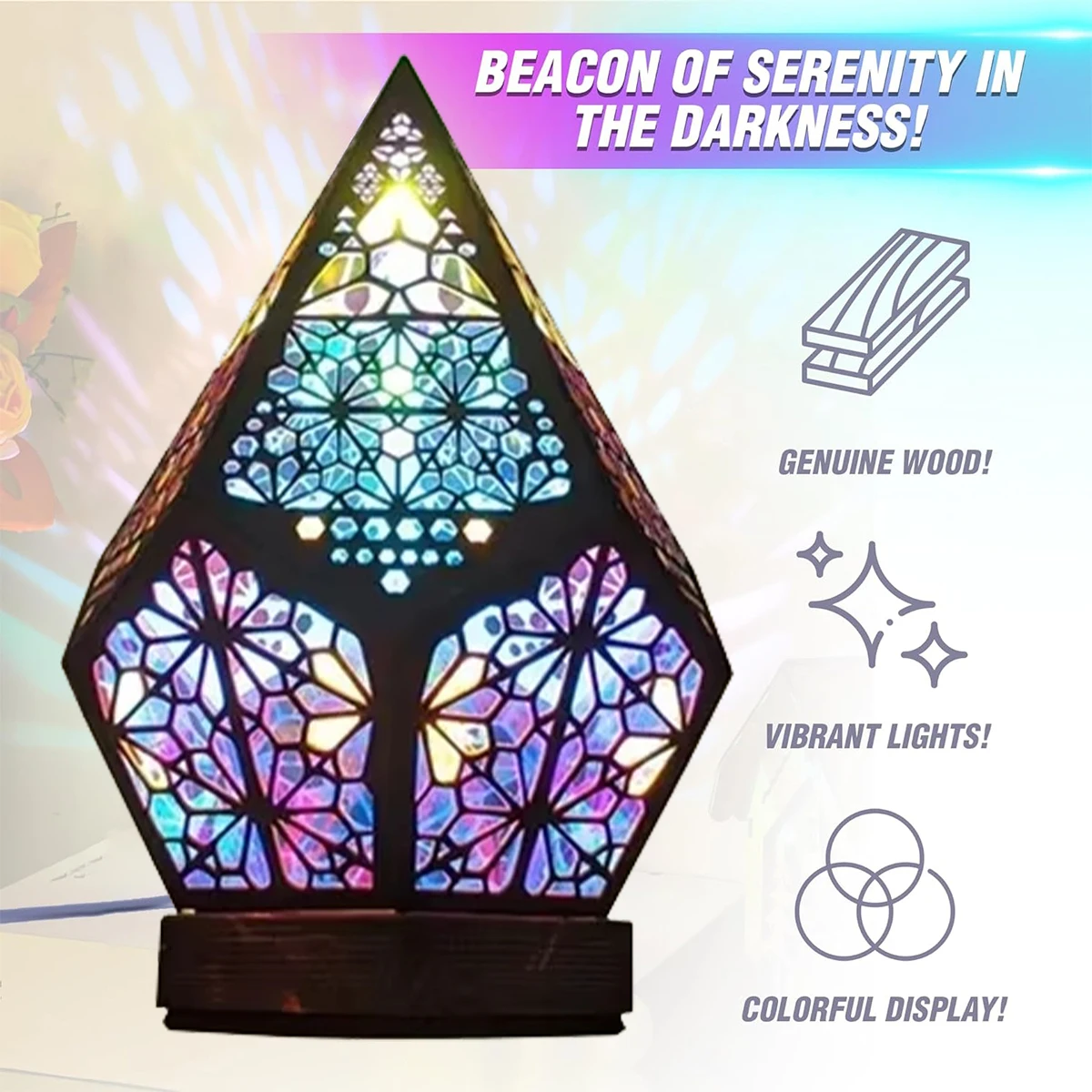 Usb Bohemian Led Projection Table Lamp Light Projector Modern Lighting Floor Indoor Lights Decorative 3D Wooden Desk And Pattern