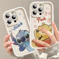 Disney Stitch Winnie Case for Apple iPhone 11 15 Pro Max 14 Plus 13 12 Mini Shockproof Protective Bumper Funda Soft Phone Cover