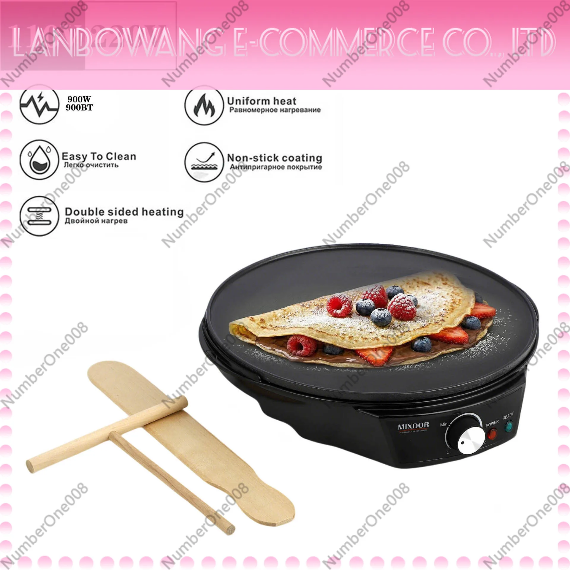 110V US Plug Electric Pancake Maker Non-Stick Griddle Crepe Machine for Breakfast