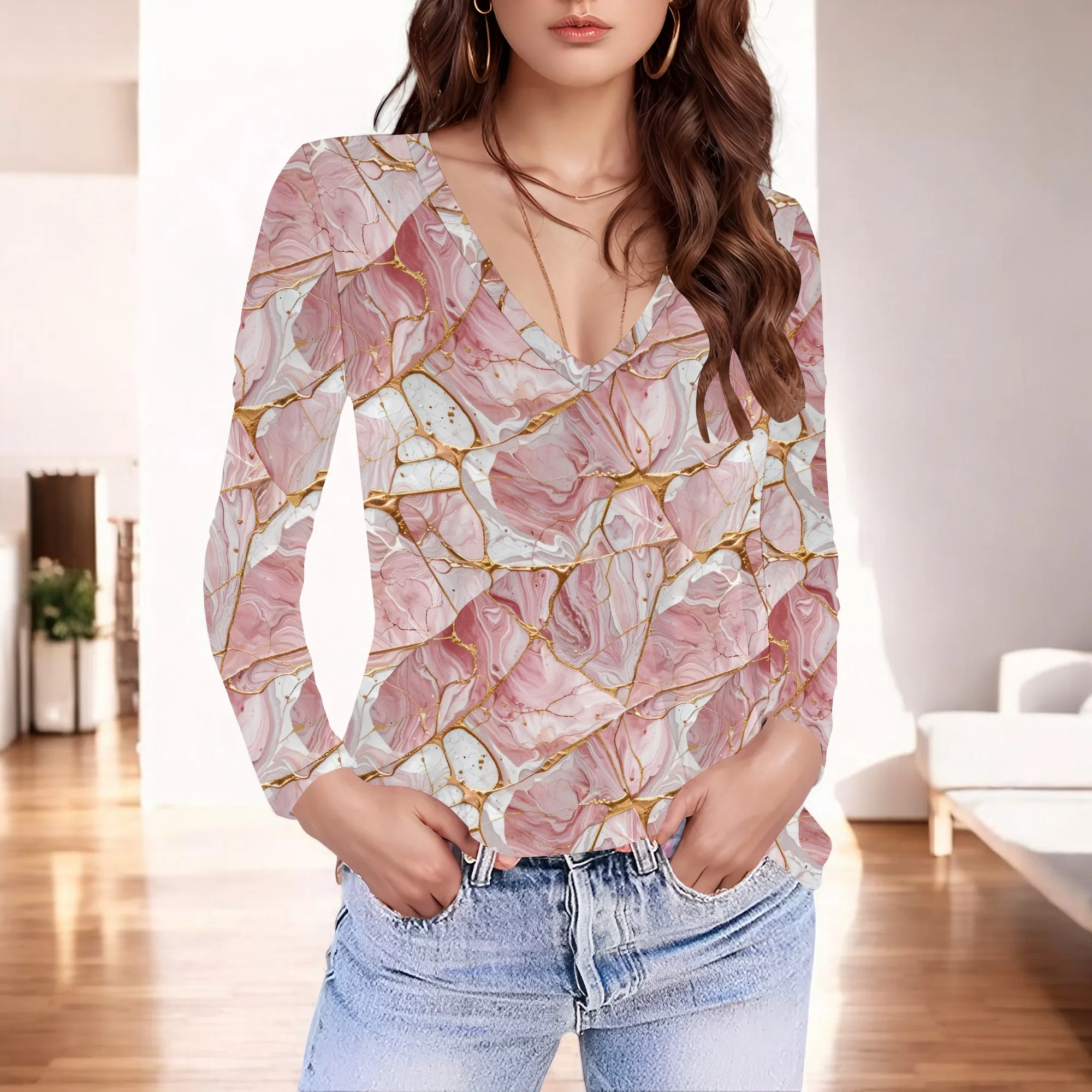 

Long Sleeve Tops for Woman Dressy Casual V Neck Fall Fashion 2025 Plus Size Basic Tee Fitted Going Out Tops Shirt
