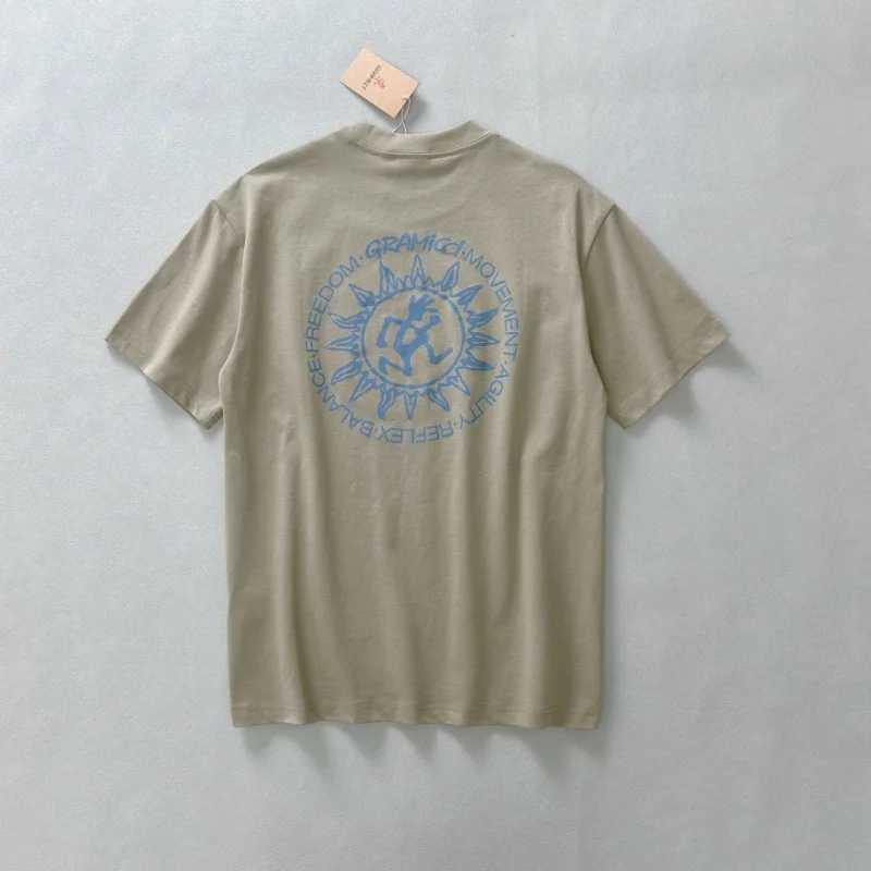 

Gramicci Sun Logo Movement T-Shirt Men Women Outdoor Cotton Crew Neck Short Sleeve Tee