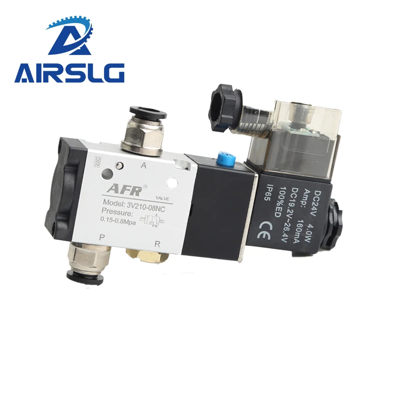 3 Way Port 2 Position 3V210-08 Normally Closed DC12V 24V AC220V Pneumatic Air Solenoid Valve Electric Control Gas Magnetic Valve