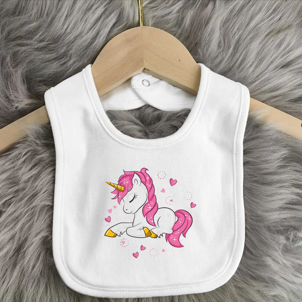 Cute Unicorn Pattern Print Cotton Feeding Bibs Girl Boy Soft Saliva Towel Fashion Casual Burp Cloths Perfect Gift for Holiday