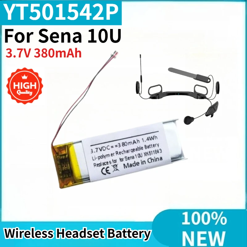 

YT501542P High Quality Wireless Headset Battery 3.7V 380mAh for Sena 10U Brand New Replacement Battery