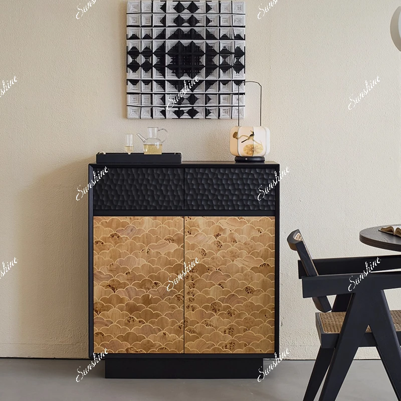 Golden scale medium and ancient style dining side cabinet against the wall solid wood high bucket cabinet