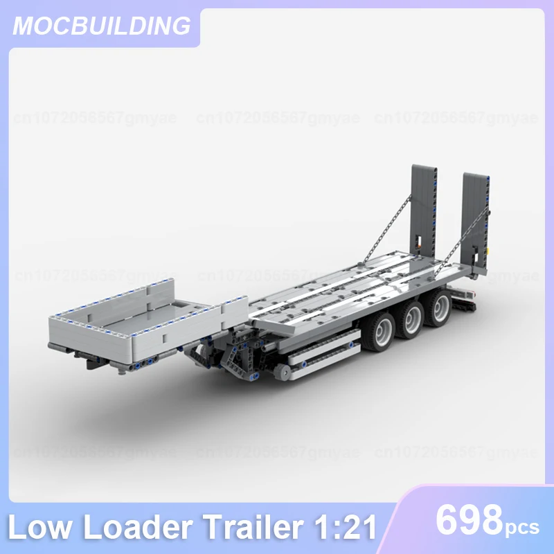 Low Loader Trailer 1:21 Scale Model MOC Building Blocks DIY Assemble Bricks Transportation Educational Creative Toys Gift 698PCS