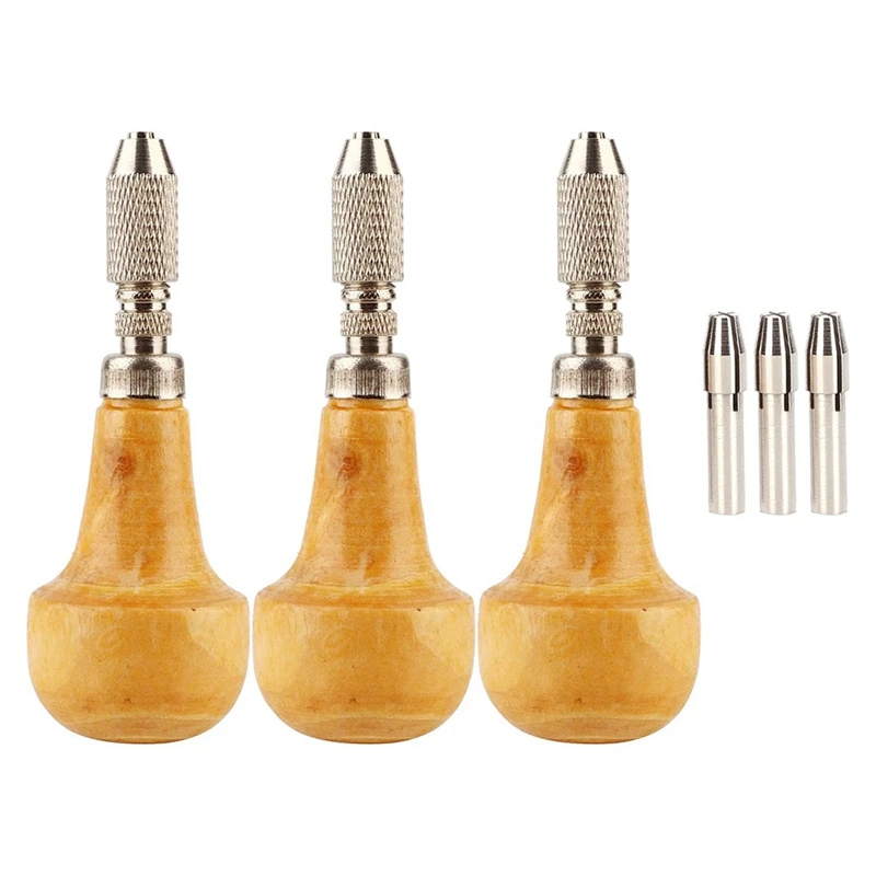 Hot Sale 3 Pieces Pin Vise Set With Precision Chuck Wood Stainless Steel Handles For Jewelry Making Engraving Metal Work