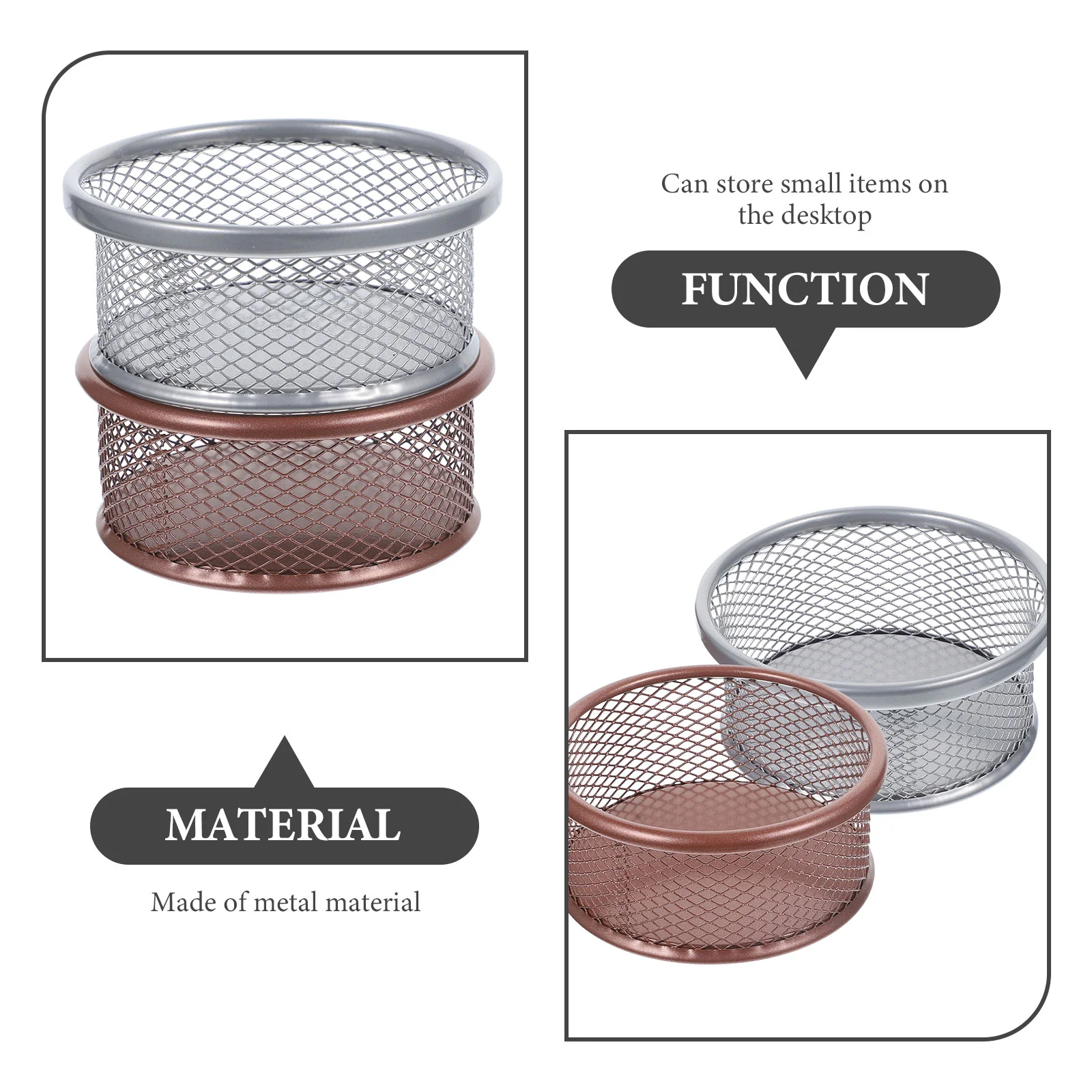 2 Pcs Sundries Holders Paper Clip Paperclips Household for Desk Metal Mesh Containers Office