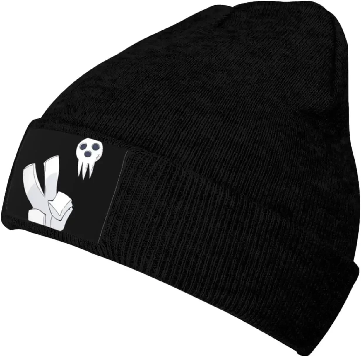 Soul Eater Knit Hat Winter Ski Warm Knitted Caps Plain Cuffed Beanie for Men Women Black