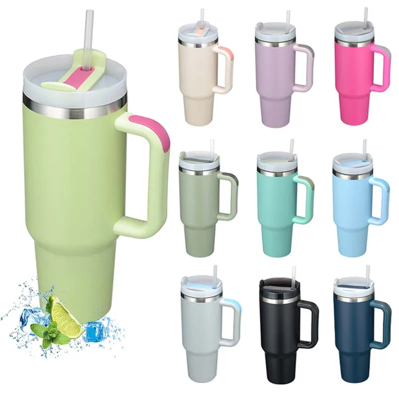 

1200ml Tumbler with Handle Straw Stainless Steel Insulated Vacuum Cup Leakproof Water Bottle Car Coffee Mug Iced Travel Cup