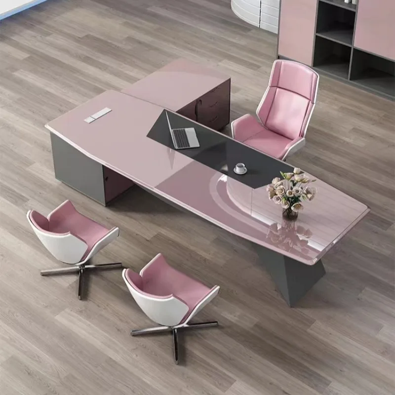 Luxury L Shaped Office Desk Girl Boss Designer Secretary Computer Desks Work Conference Art Mesa De Escritorio Office Furniture