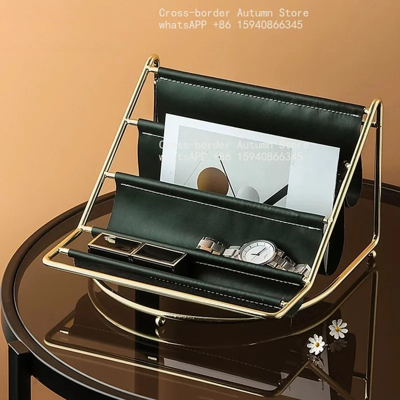 Light luxury jewelry, multi-layer wrought iron leather, small exquisite key, desktop storage box display stand