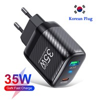 USLION PD 35W GaN Charger QC3.0 USB C Fast Charging Carbon Fibre Korean Plug for iPhone 15 Pro Max Xiaomi 14 Samsung S23 KR Plug