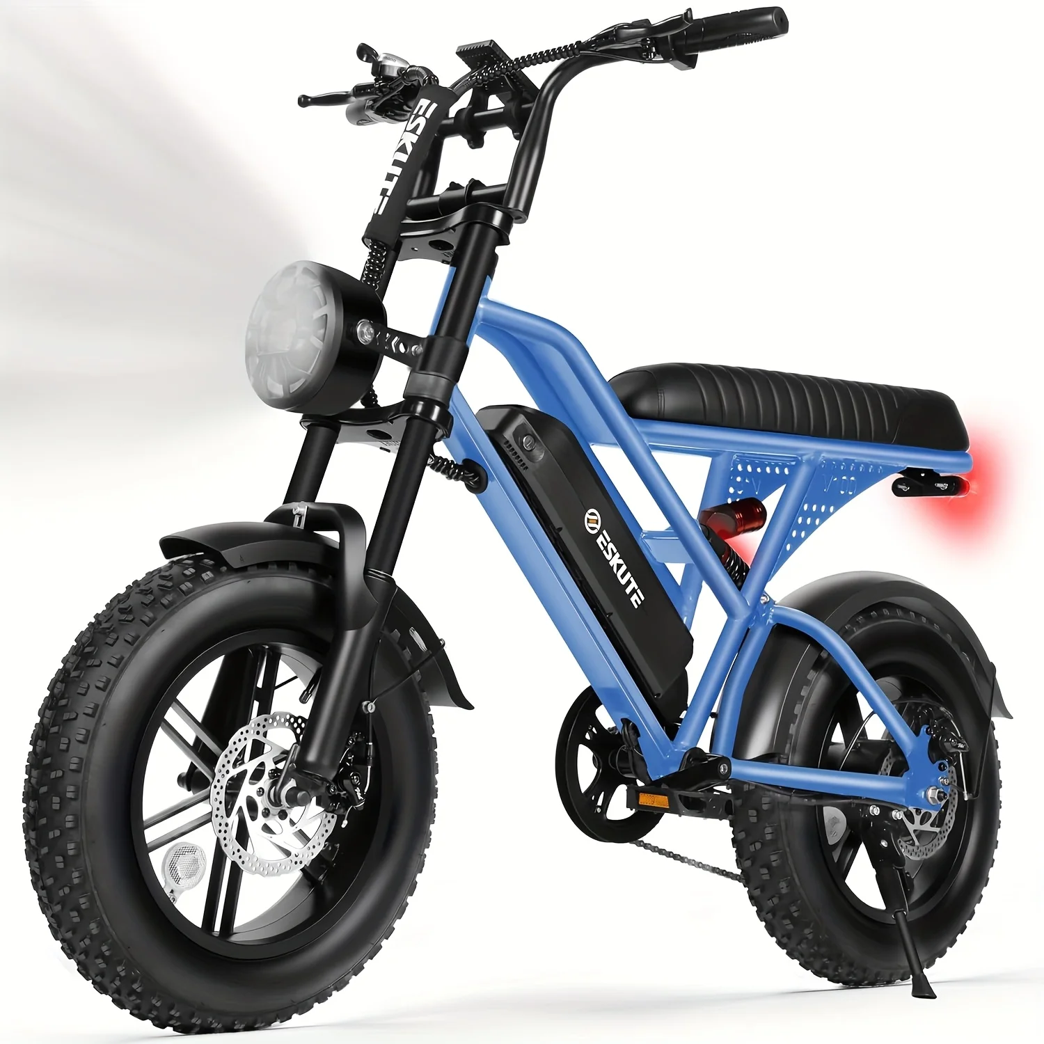 

Электровелосипед ESKUTE V100 для взрослых, электрический внедорожный велосипед с пиковой мощностью двигателя 749 Вт, двухподвесный электровелосипед для всех типов местности, максимальная скорость 27,9 миль/ч.