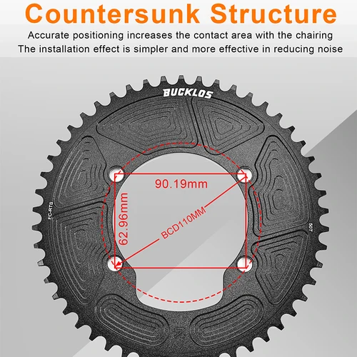 Imagen 2 del producto Plato de Cadena BUCKLOS 110BCD para Bicicletas de Carretera R7000/R8000/R7100/R8100/R9100/R9200, Plato de Cadena de 110 BCD para SHIMANO 105
