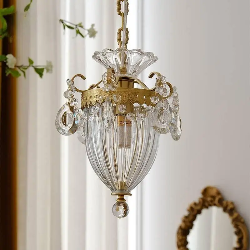 French Lights Luxury Golden Crystal Chandelier Living Room Dining Room Bedroom Bedside Coffee Shop Glass Wall Lamp Indoor Decor
