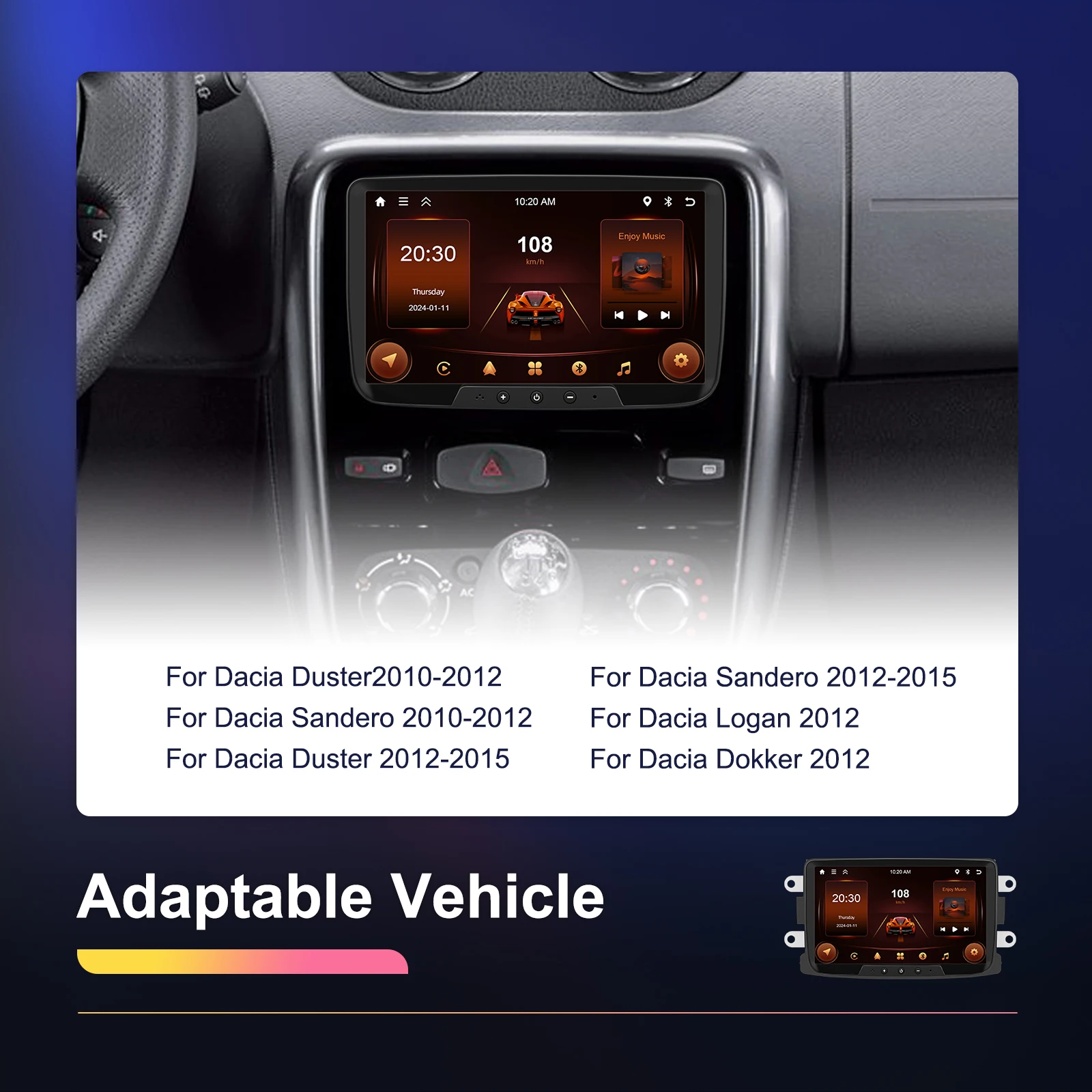 Podofo 8'' Android Car Stereo For Renault Dacia Sandero Duster Multimedia Player Carplay Android Auto GPS Navigation Car Audio