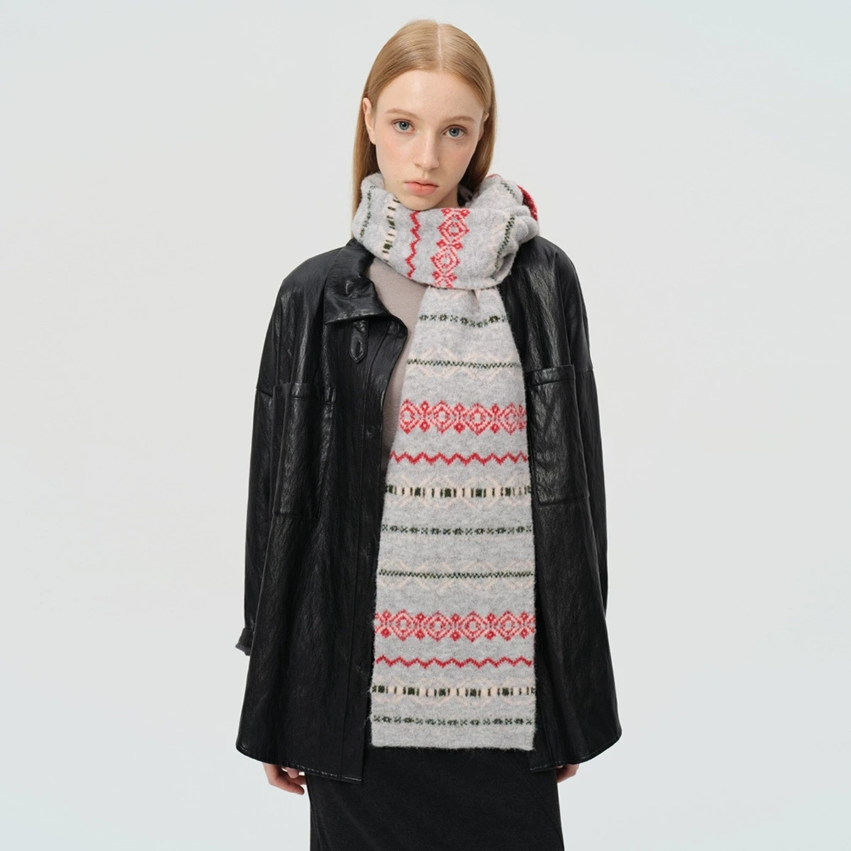 

Женский зимний шарф, милый теплый шарф, вязаный жаккардовый шарф из смесовой шерсти, зимние утолщенные теплые шерстяные шарфы в стиле ретро