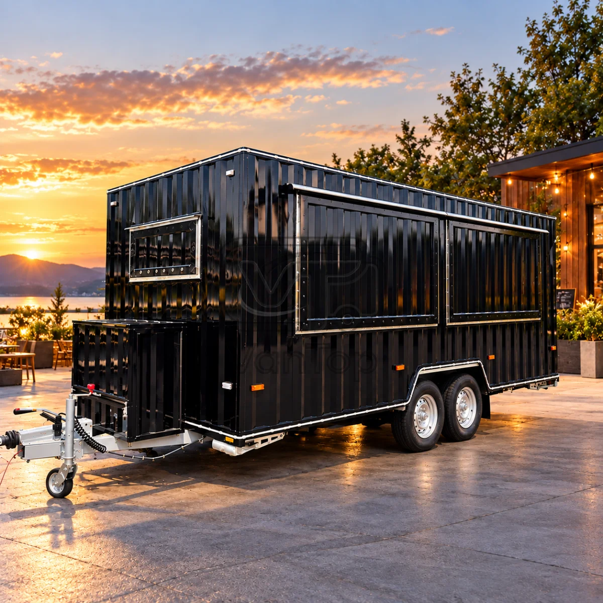 Large Concession Food Trailer with Custom Kitchen Double Window Food Truck Trailer