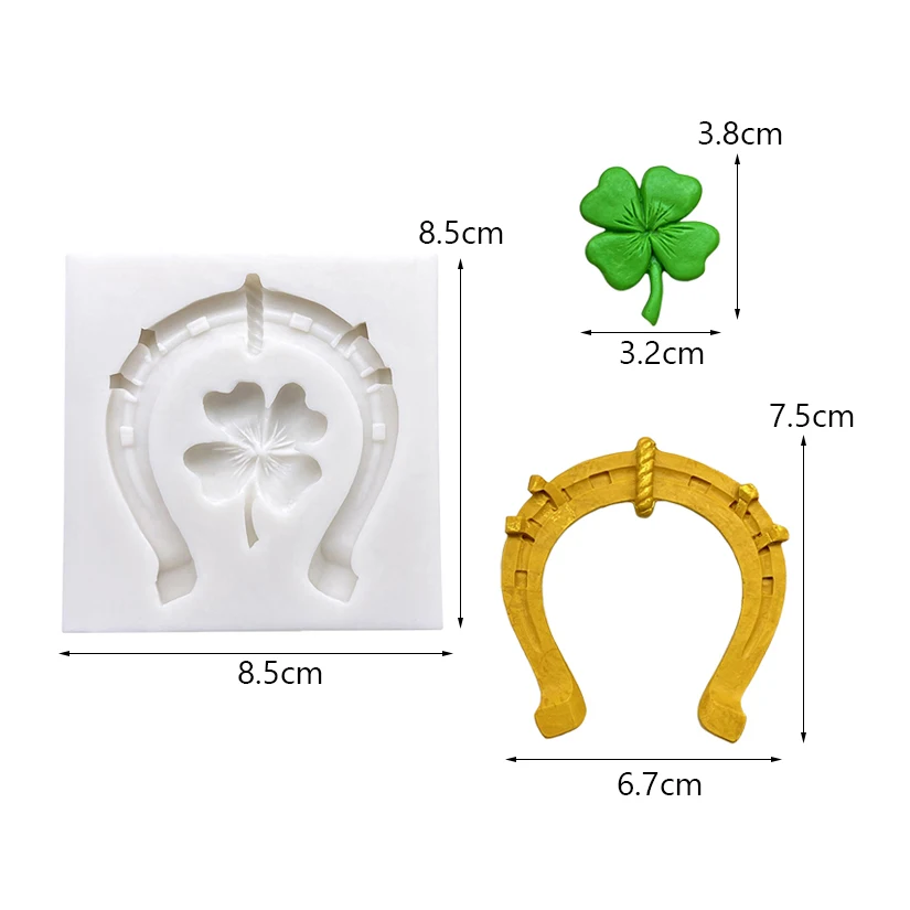 Four Leaf Clover Horseshoe St. Patrick’s Day Silicone Mold Fondant Sugarcraft Mold Cake Decorating Tools Baking Accessories