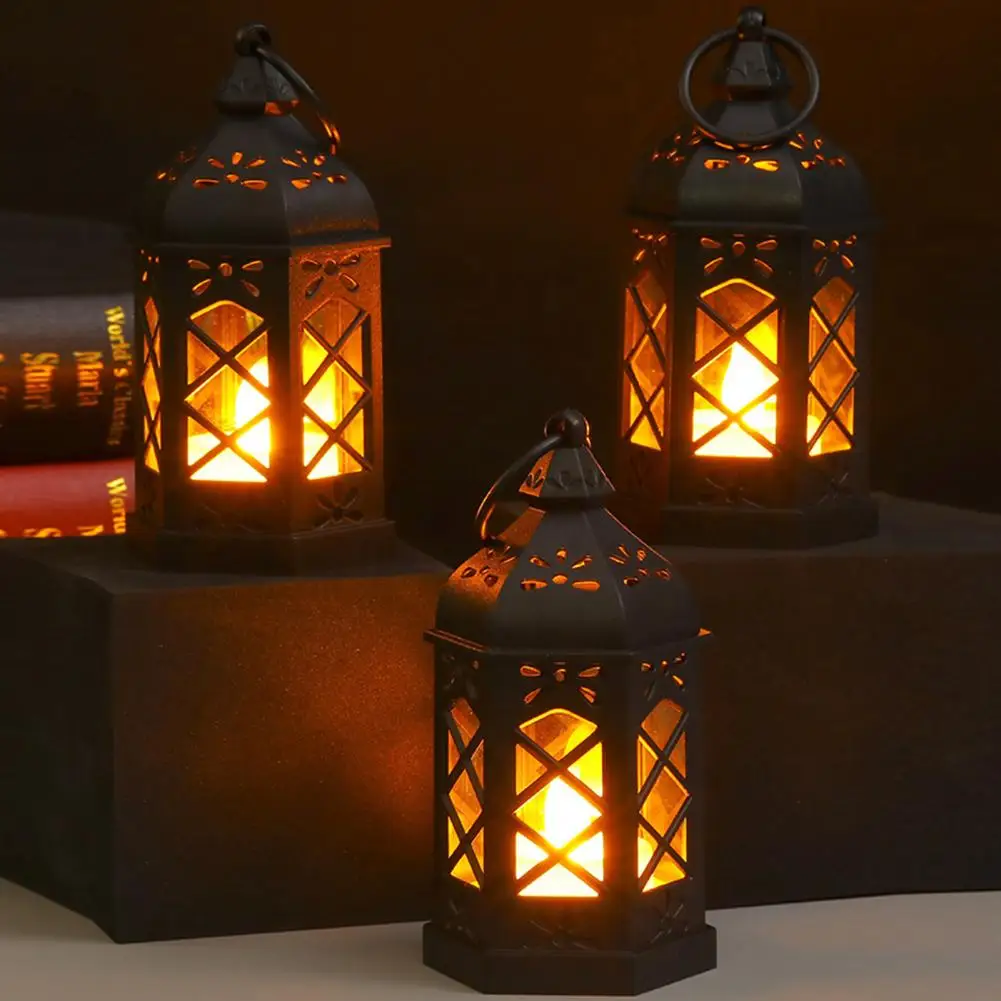 Lantern Decoration Vintage Desk Lantern Lamp Battery-operated Flicker-free Electronic Candle Light for Retro Decoration