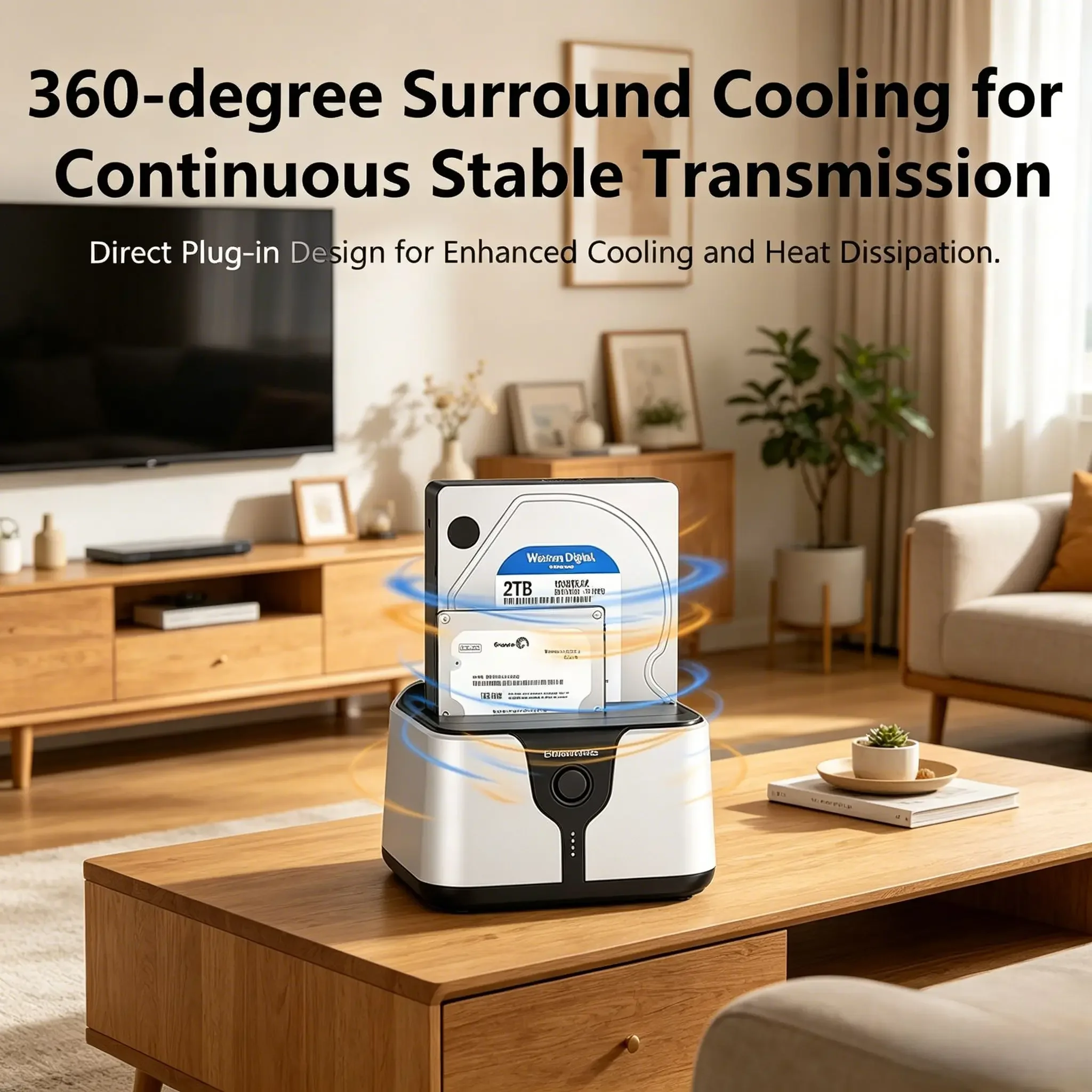 2Bay HDD & SSD Docking Station, SATA to USB 3.0 Enclosure with Offline Clone Function, Compatible with 2.5/3.5 Inch SATA Drives