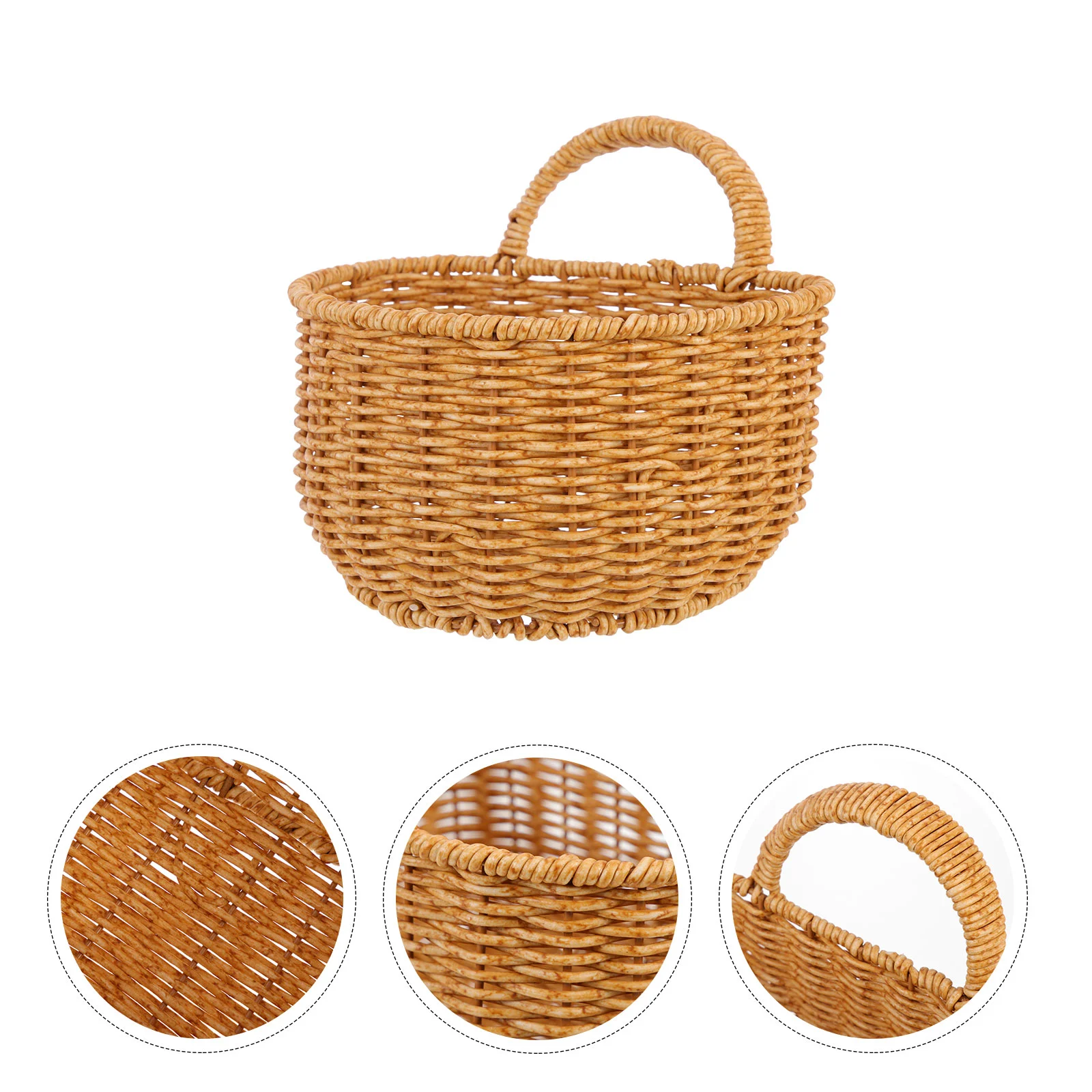

Woven Wall Basket Portable Flower Storage Handheld Trash Bin Gift Container Decorations Home Accessories
