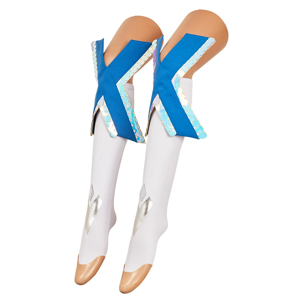 إيما تأثيري الصقيع بذلة الأبيض فانتازيا كوي زي شعر مستعار المرأة قلادة أقراط الجوارب وتتسابق هالوين كرنفال حفلة البدلة #5