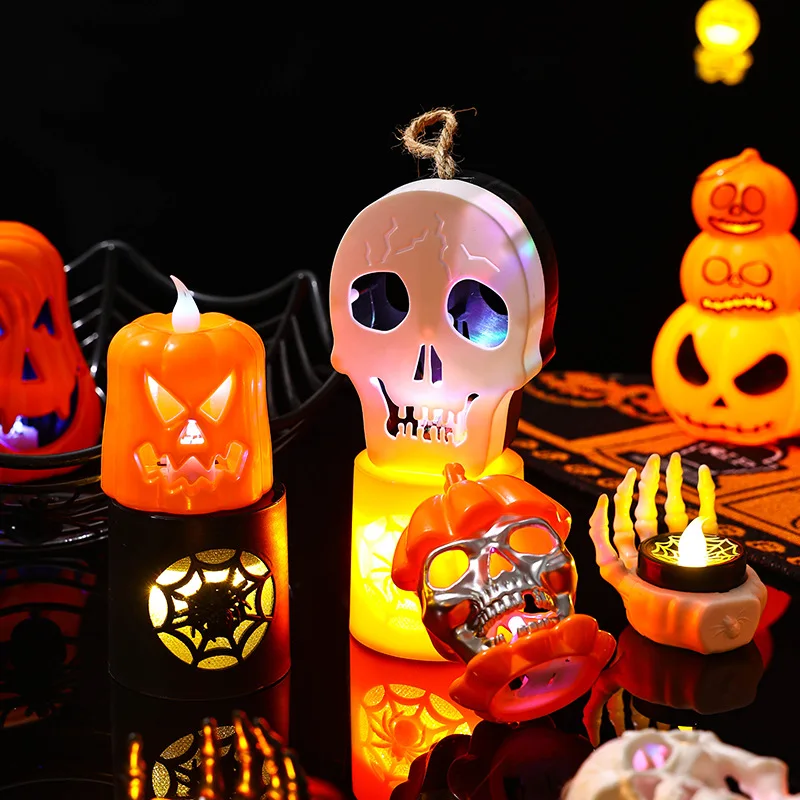 Halloween Led Ghost Pumpkin Daemon Skull Light Glowing Lamp Halloween Party Home Bar Decoration Haunted House Horror Props