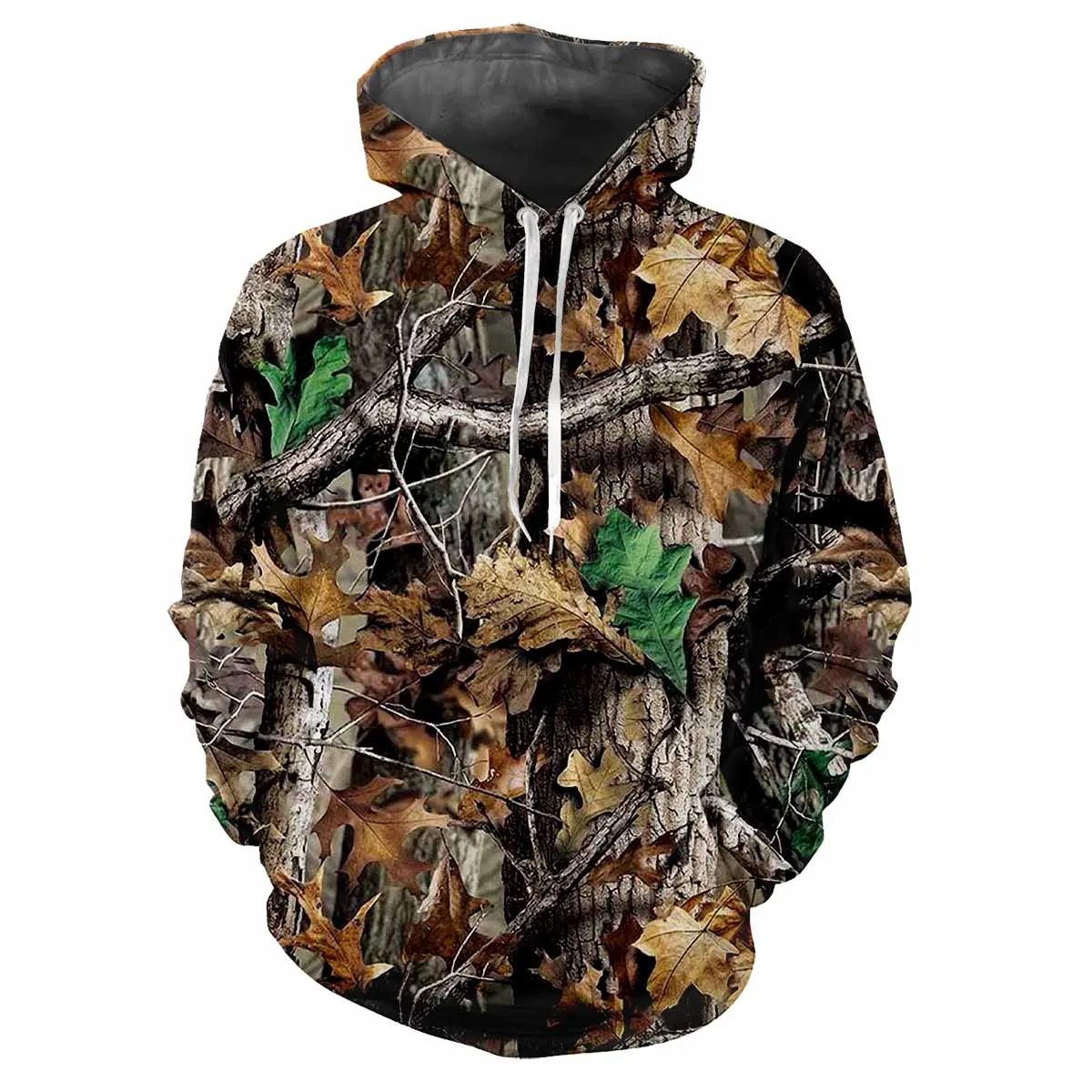 Sudadera con capucha de camuflaje del bosque para hombre, ropa informal cómoda y holgada de tendencia callejera, animales de caza al aire libre,