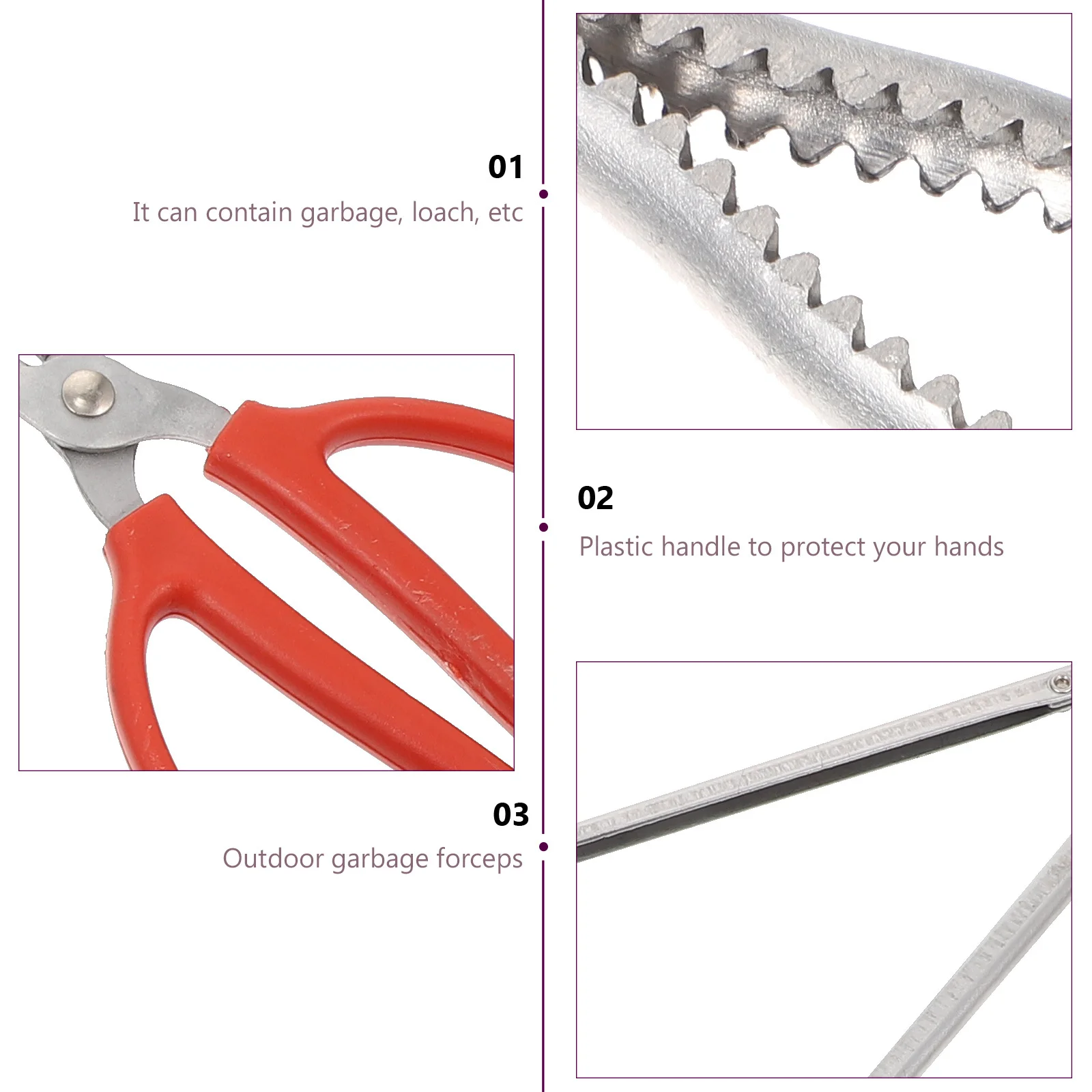 

1Pcs Stainless Steel Garbage Clamp Practical Household Waste Picker Outdoor Bbq Fire Tongs Briquette Grilling Supplies