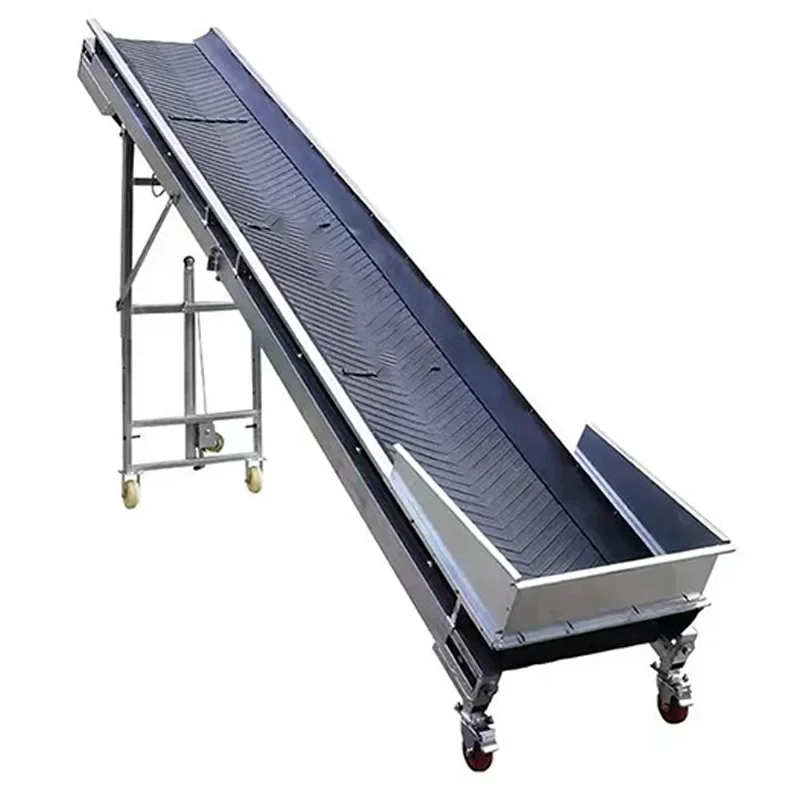 Mobile Belt Conveyor Adjustable Height Inclined Cleated Belt Elevator Grain Bulk Material Transport Conveyor Belt Machine