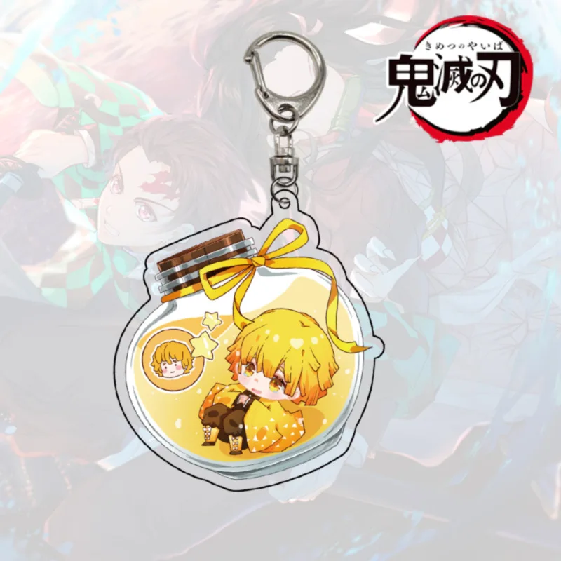 Anime Demon Slayer Keychain Acrylic Kimetsu no Yaiba Blade of Ghost Keyring Key Cover Chain Keyrings Jewelry Accessories Gifts