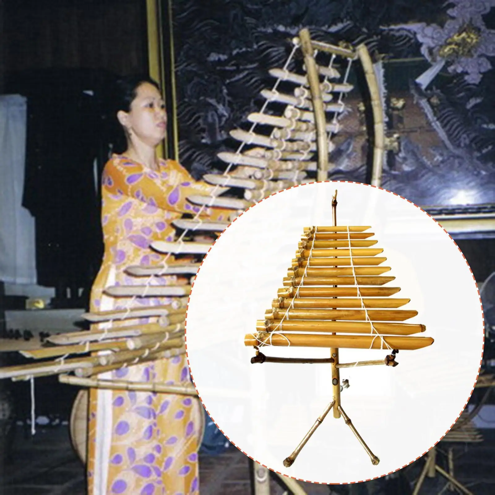 

Бамбуковый ксилофон с подставкой, этническая ударная сборка своими руками для вьетнамской медитации, йоги, сценического выступления