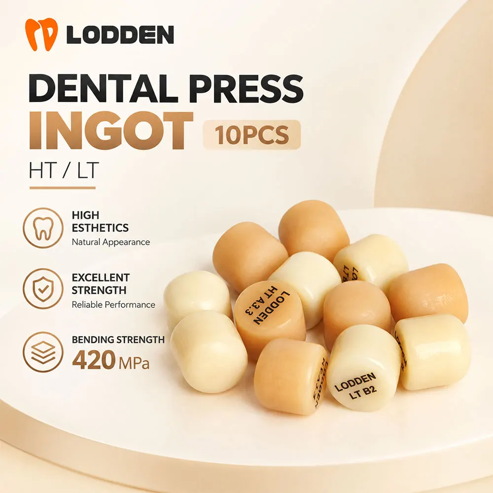 Lodden 10pcs Dental Lithium Disilicate Press Glass Ceramic Ingots HT LT Dental Lab Material for Dental Crowns Veneers Inlays