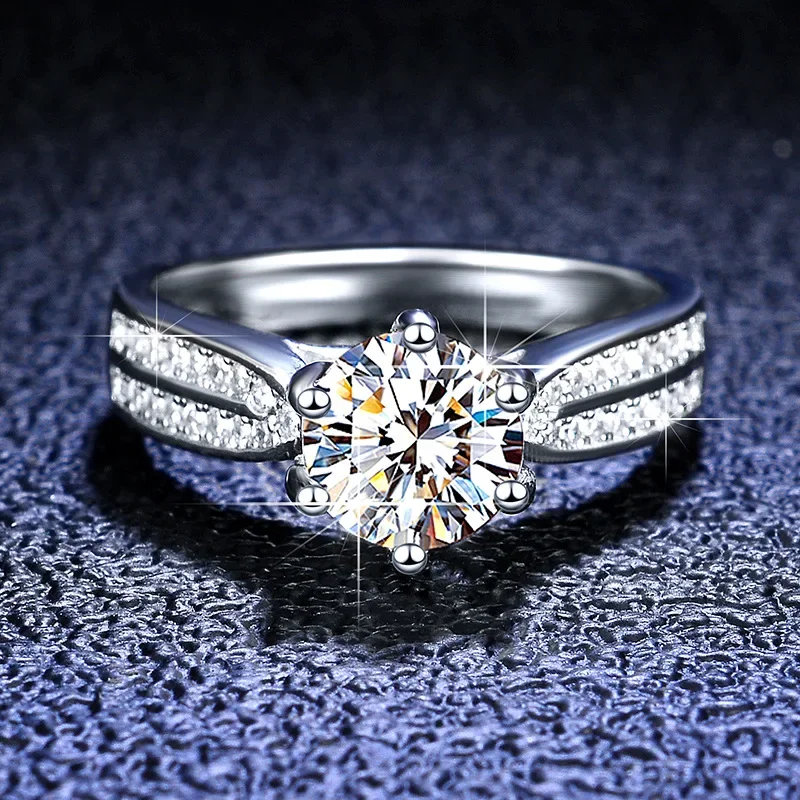 Boutique PT950 platinum diamond ring 3 carat moissanite ring proposal ring six claw starlight queen platinum female