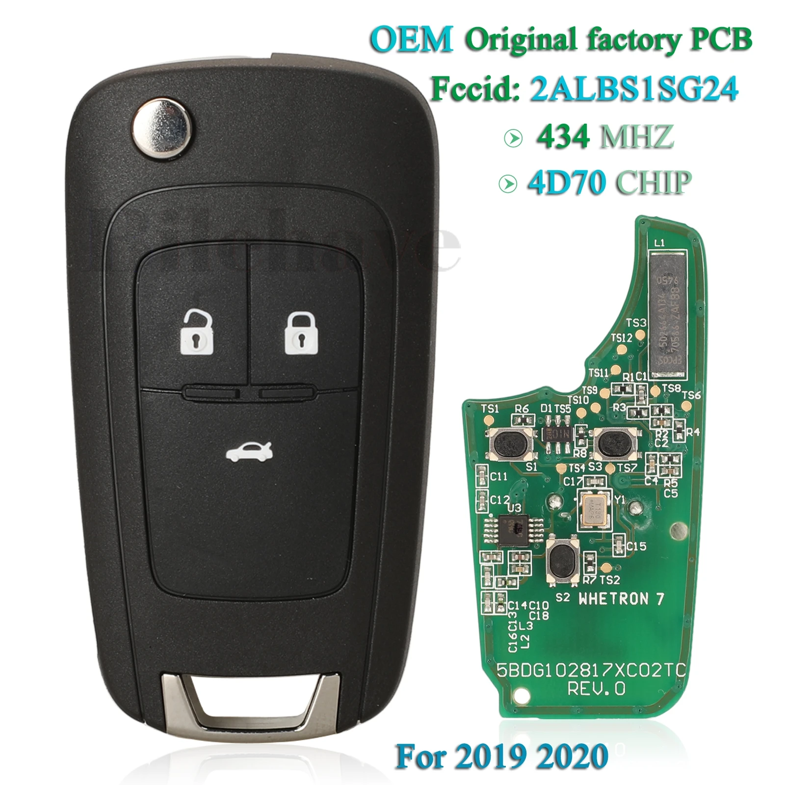 

jingyuqin Original 2ALBS1SG24 For Chevrolet Aveo Cavalier 2019 2020 Fit Buick Smart Remote Car Key 434MHz ID70 Chip Fob 3Buttons