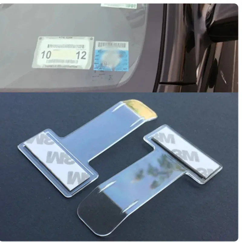 Car Transparent Parking Ticket Receipt Permit Card Holder Clip Sticker Windscreen Plastic Universal Clip Car Styling Accessories