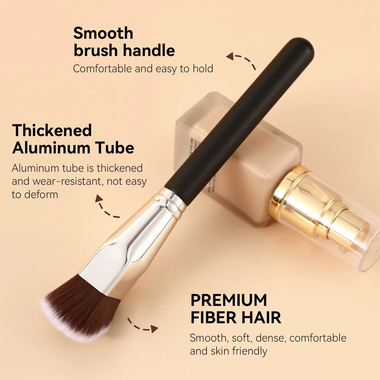 Liquid Foundation Brush Soft Synthetic Bristles Streak-Free for Liquid Cream All Skin Types Face Makeup Tool