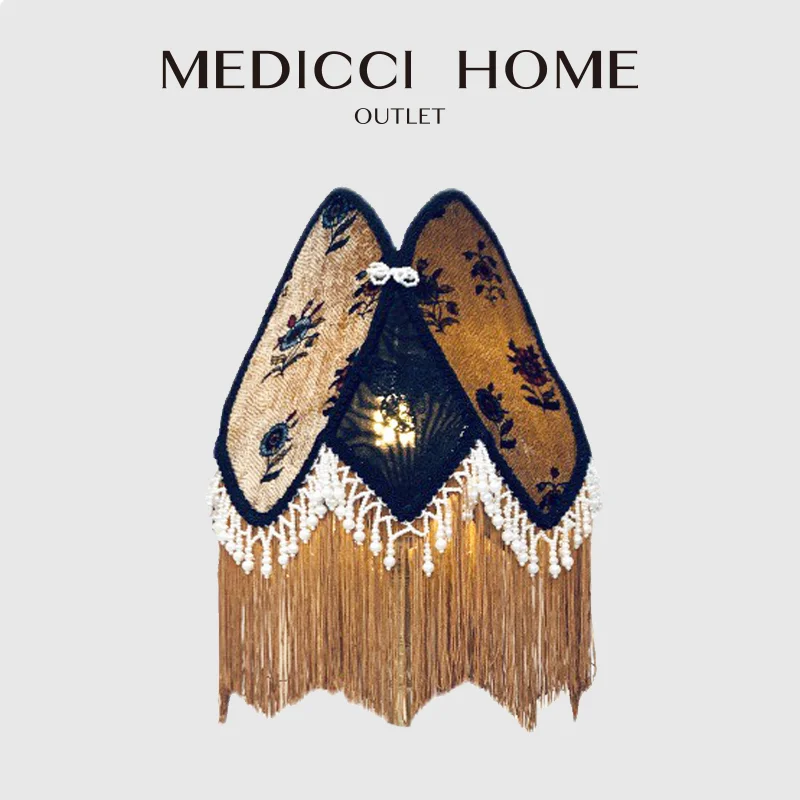 Medicci Home In The Mood For Love Vintage Lampshade With Tassels Luxury Silk Lace Handmade Lamp Shades For Living Room Bedside